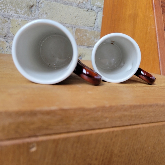 Vintage Mid Cenutry Brown Cream Galzed Expresso Mugs, Set of 2 - Picture 3 of 4